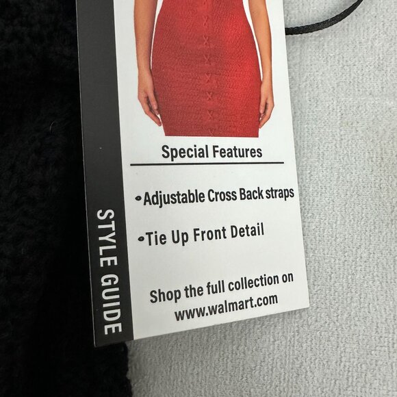 Madden NYC Lace Up Crochet Black Halter Dress XXS Adjustable Cross Back Straps - Picture 4 of 7